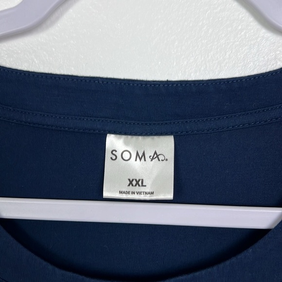 Soma Women’s XXL Navy Blue Crewneck Short Sleeve Rayon Blend Top - Picture 3 of 7